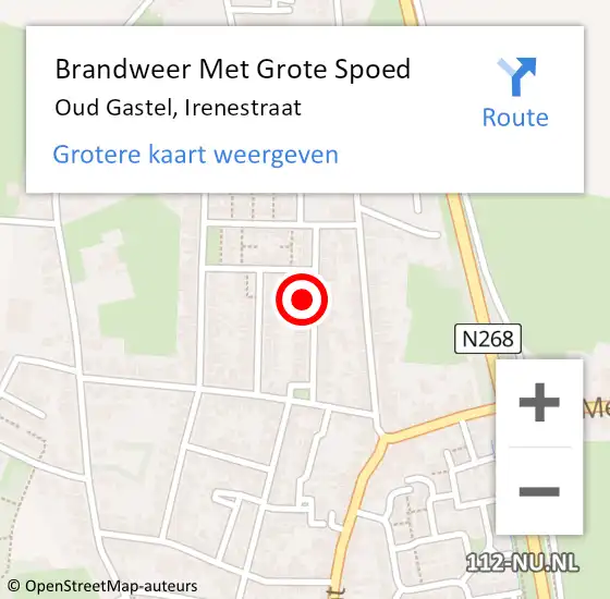 Locatie op kaart van de 112 melding: Brandweer Met Grote Spoed Naar Oud Gastel, Irenestraat op 30 januari 2023 19:29