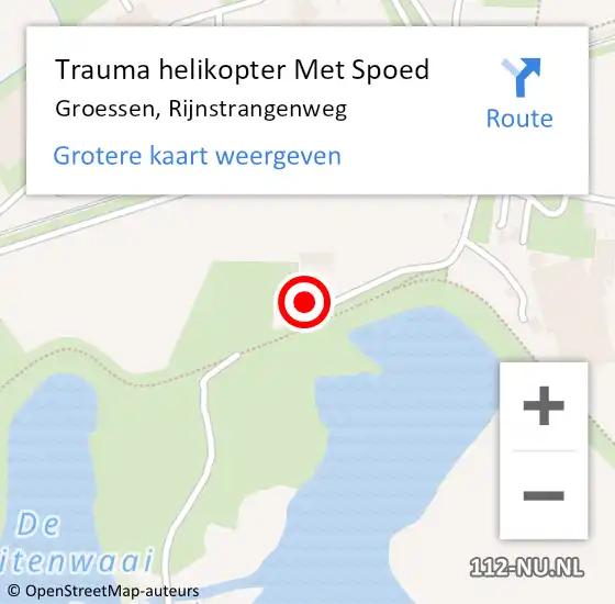 Locatie op kaart van de 112 melding: Trauma helikopter Met Spoed Naar Groessen, Rijnstrangenweg op 30 januari 2023 19:31