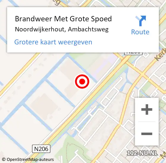 Locatie op kaart van de 112 melding: Brandweer Met Grote Spoed Naar Noordwijkerhout, Ambachtsweg op 30 januari 2023 19:50