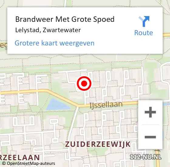 Locatie op kaart van de 112 melding: Brandweer Met Grote Spoed Naar Lelystad, Zwartewater op 30 januari 2023 19:52