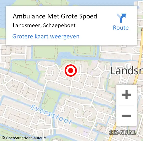 Locatie op kaart van de 112 melding: Ambulance Met Grote Spoed Naar Landsmeer, Schaepeboet op 30 januari 2023 20:01