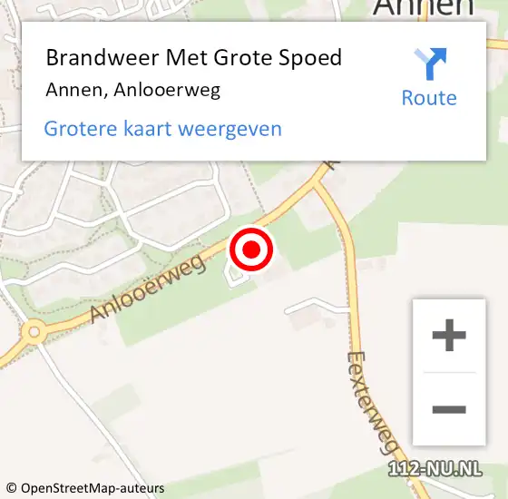 Locatie op kaart van de 112 melding: Brandweer Met Grote Spoed Naar Annen, Anlooerweg op 14 augustus 2014 00:24