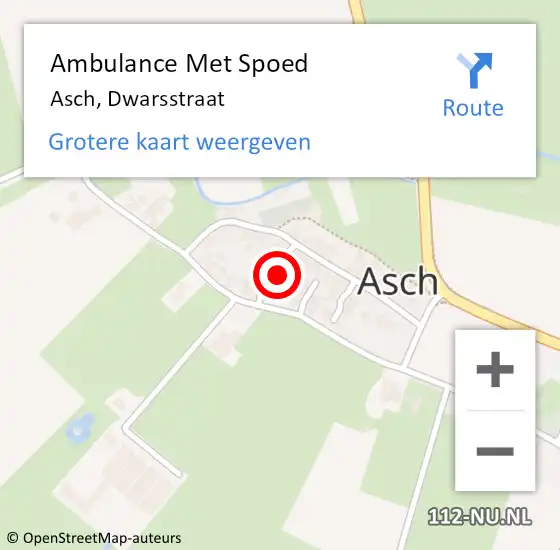 Locatie op kaart van de 112 melding: Ambulance Met Spoed Naar Asch, Dwarsstraat op 30 januari 2023 20:05