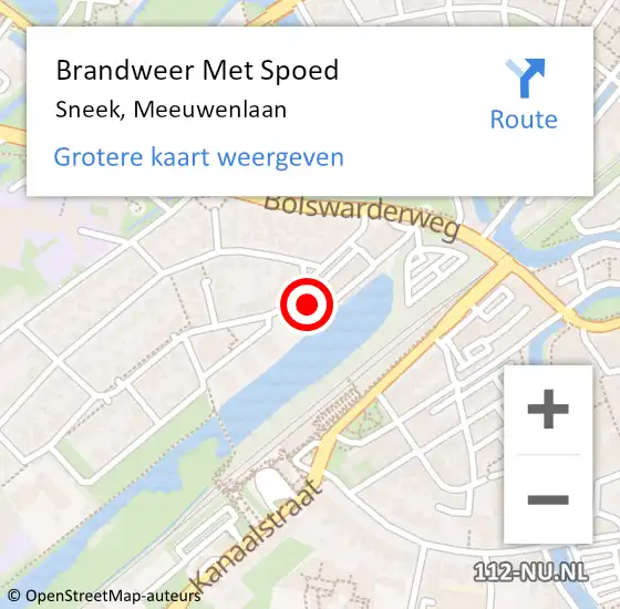 Locatie op kaart van de 112 melding: Brandweer Met Spoed Naar Sneek, Meeuwenlaan op 30 januari 2023 20:10