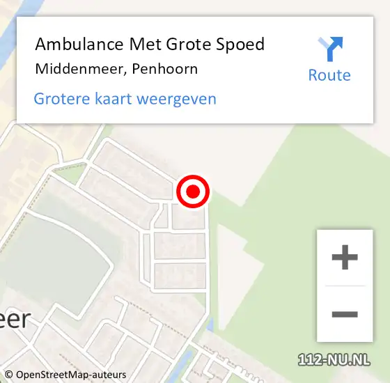 Locatie op kaart van de 112 melding: Ambulance Met Grote Spoed Naar Middenmeer, Penhoorn op 30 januari 2023 20:11