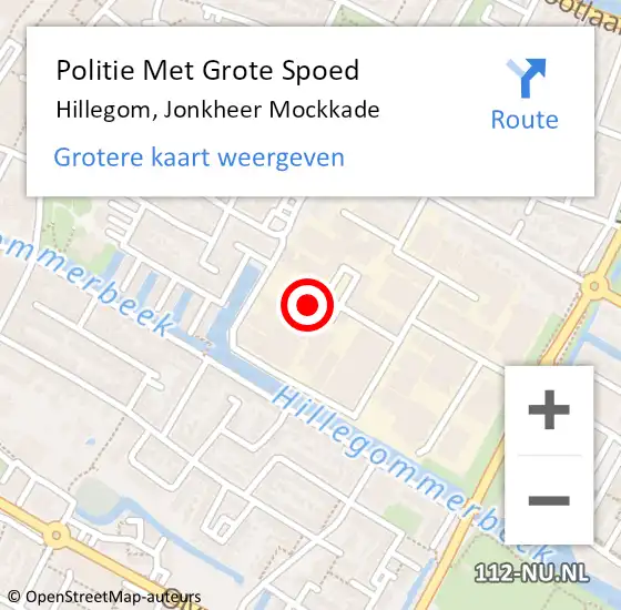 Locatie op kaart van de 112 melding: Politie Met Grote Spoed Naar Hillegom, Jonkheer Mockkade op 30 januari 2023 20:32
