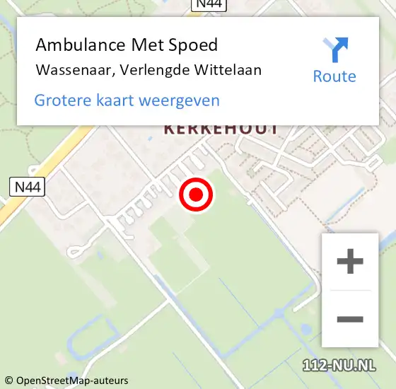 Locatie op kaart van de 112 melding: Ambulance Met Spoed Naar Wassenaar, Verlengde Wittelaan op 30 januari 2023 20:51