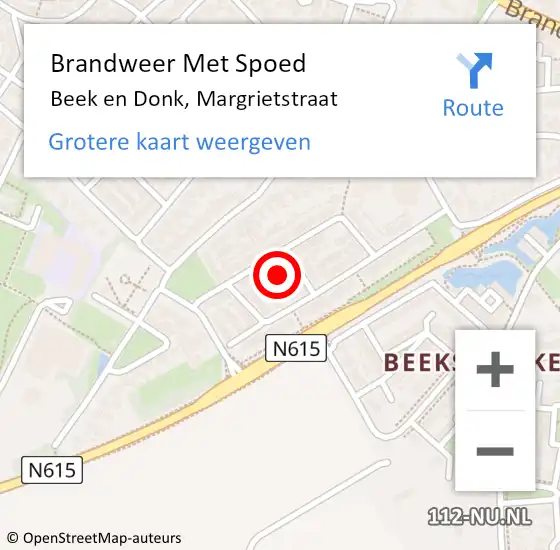 Locatie op kaart van de 112 melding: Brandweer Met Spoed Naar Beek en Donk, Margrietstraat op 30 januari 2023 20:57