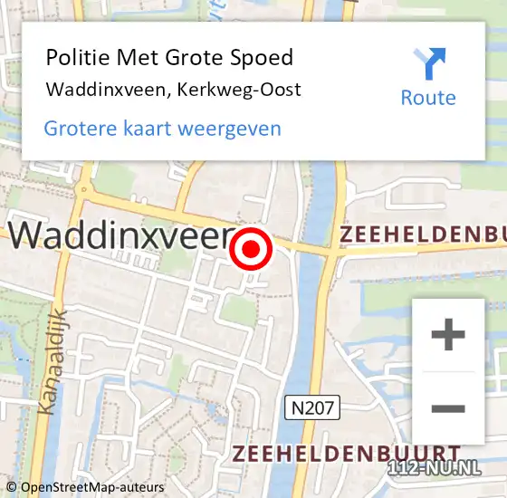 Locatie op kaart van de 112 melding: Politie Met Grote Spoed Naar Waddinxveen, Kerkweg-Oost op 30 januari 2023 21:00