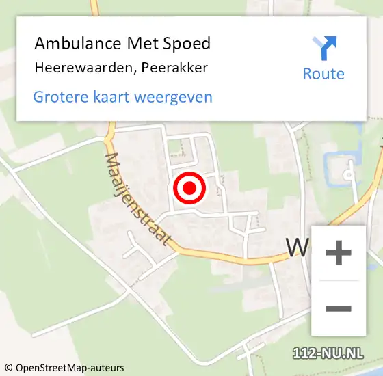 Locatie op kaart van de 112 melding: Ambulance Met Spoed Naar Heerewaarden, Peerakker op 30 januari 2023 21:26