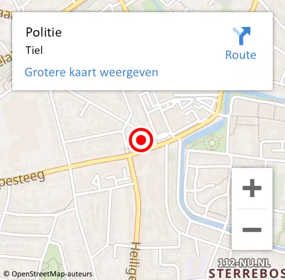 Locatie op kaart van de 112 melding: Politie Tiel op 30 januari 2023 21:34