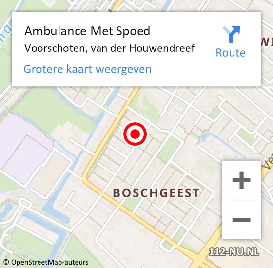 Locatie op kaart van de 112 melding: Ambulance Met Spoed Naar Voorschoten, van der Houwendreef op 14 augustus 2014 00:51