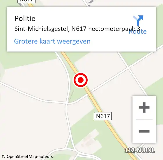 Locatie op kaart van de 112 melding: Politie Sint-Michielsgestel, N617 hectometerpaal: 3 op 30 januari 2023 21:59