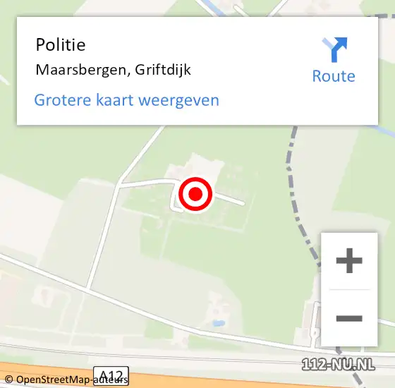 Locatie op kaart van de 112 melding: Politie Maarsbergen, Griftdijk op 30 januari 2023 22:04