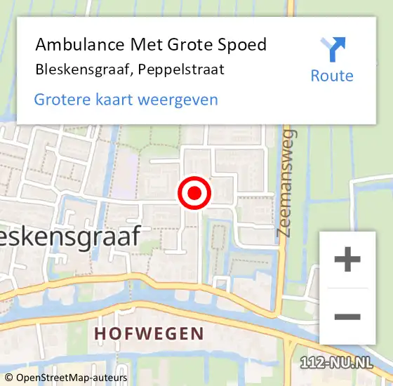 Locatie op kaart van de 112 melding: Ambulance Met Grote Spoed Naar Bleskensgraaf, Peppelstraat op 30 januari 2023 22:11