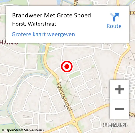 Locatie op kaart van de 112 melding: Brandweer Met Grote Spoed Naar Horst, Waterstraat op 30 januari 2023 22:28