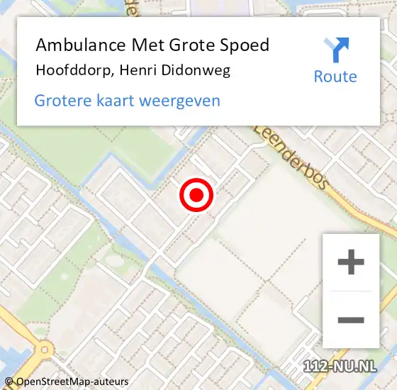 Locatie op kaart van de 112 melding: Ambulance Met Grote Spoed Naar Hoofddorp, Henri Didonweg op 30 januari 2023 22:36