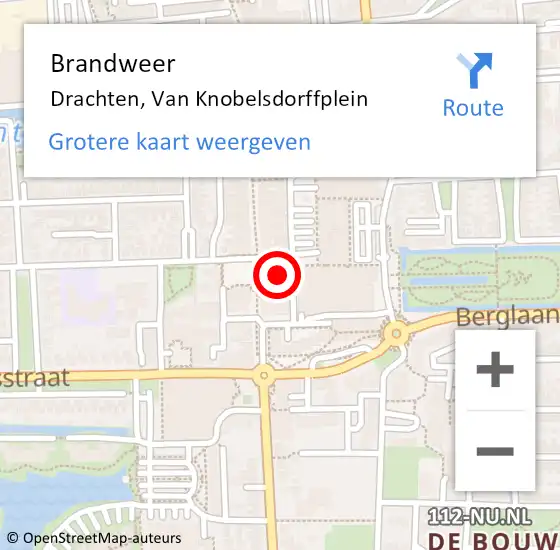 Locatie op kaart van de 112 melding: Brandweer Drachten, Van Knobelsdorffplein op 30 januari 2023 22:38