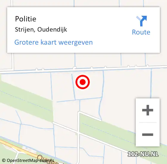 Locatie op kaart van de 112 melding: Politie Strijen, Oudendijk op 30 januari 2023 22:44