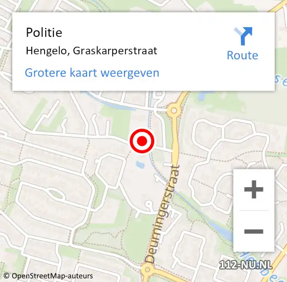 Locatie op kaart van de 112 melding: Politie Hengelo, Graskarperstraat op 30 januari 2023 23:30