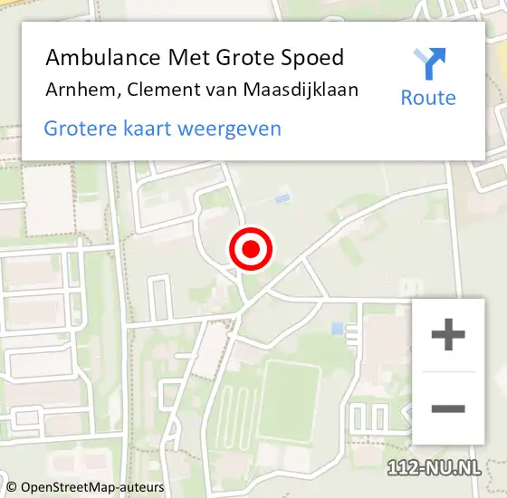 Locatie op kaart van de 112 melding: Ambulance Met Grote Spoed Naar Arnhem, Clement van Maasdijklaan op 30 januari 2023 23:54