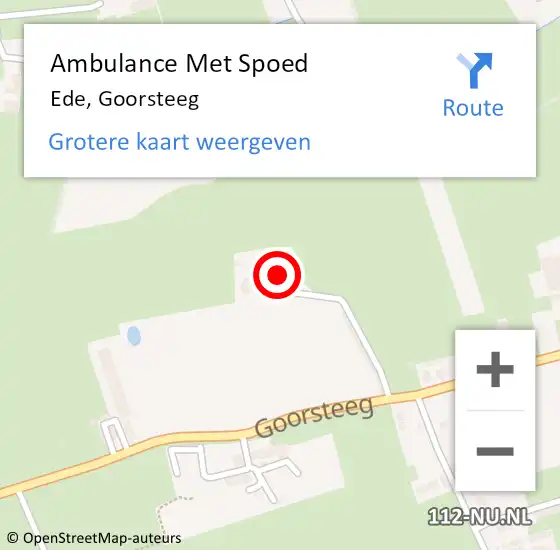 Locatie op kaart van de 112 melding: Ambulance Met Spoed Naar Ede, Goorsteeg op 31 januari 2023 01:21