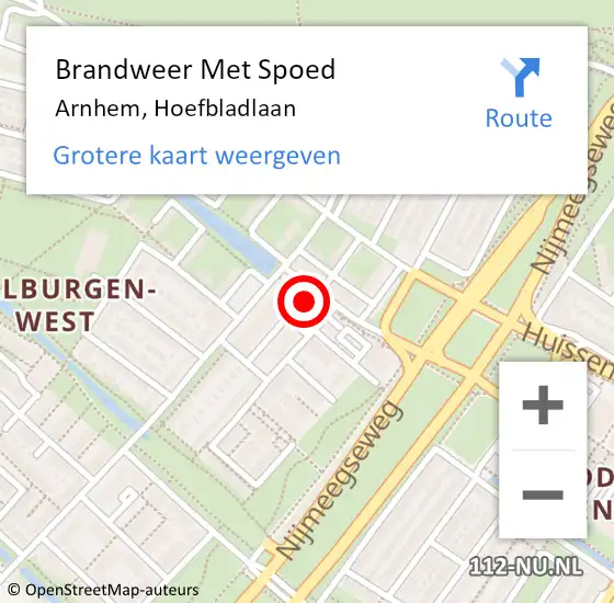 Locatie op kaart van de 112 melding: Brandweer Met Spoed Naar Arnhem, Hoefbladlaan op 31 januari 2023 02:11