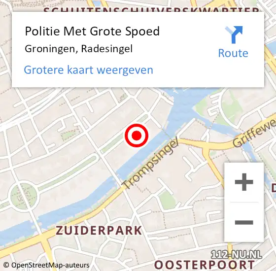 Locatie op kaart van de 112 melding: Politie Met Grote Spoed Naar Groningen, Radesingel op 31 januari 2023 02:57