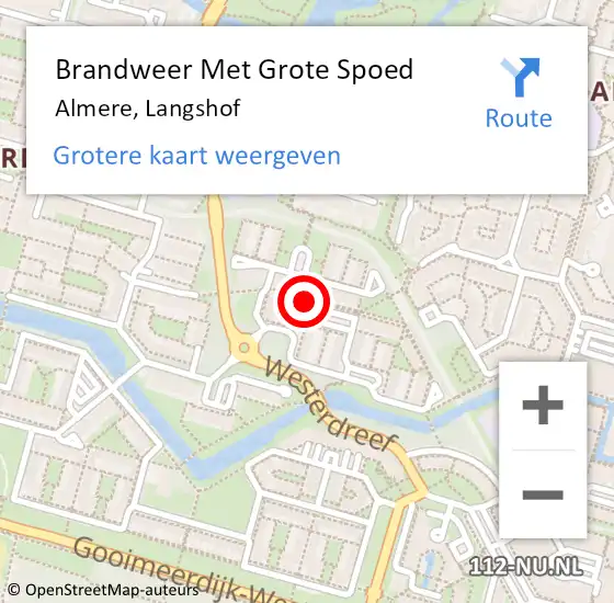 Locatie op kaart van de 112 melding: Brandweer Met Grote Spoed Naar Almere, Langshof op 31 januari 2023 04:08