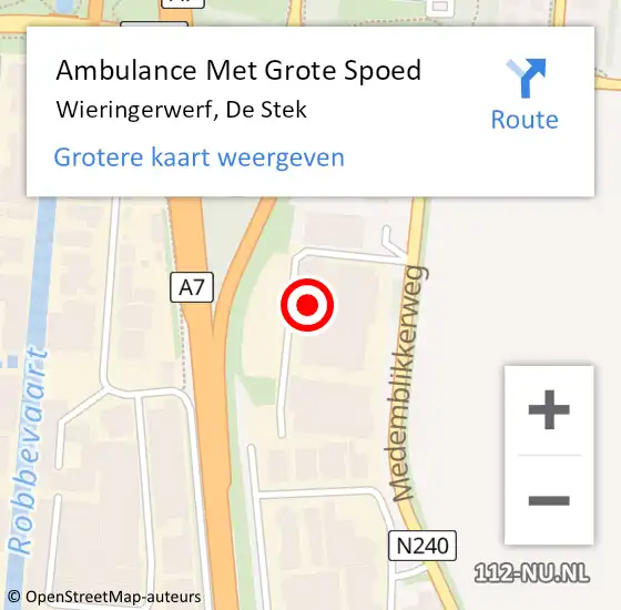 Locatie op kaart van de 112 melding: Ambulance Met Grote Spoed Naar Wieringerwerf, De Stek op 31 januari 2023 05:31