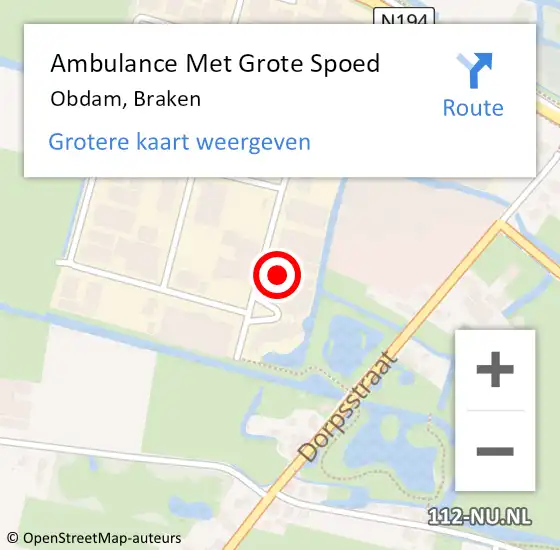 Locatie op kaart van de 112 melding: Ambulance Met Grote Spoed Naar Obdam, Braken op 31 januari 2023 06:27