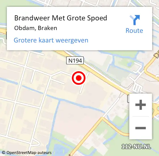 Locatie op kaart van de 112 melding: Brandweer Met Grote Spoed Naar Obdam, Braken op 31 januari 2023 06:41