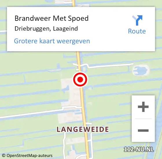 Locatie op kaart van de 112 melding: Brandweer Met Spoed Naar Driebruggen, Laageind op 14 augustus 2014 01:58