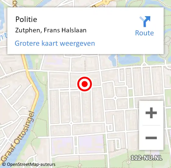 Locatie op kaart van de 112 melding: Politie Zutphen, Frans Halslaan op 31 januari 2023 07:01