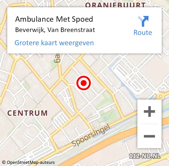 Locatie op kaart van de 112 melding: Ambulance Met Spoed Naar Beverwijk, Van Breenstraat op 31 januari 2023 07:30