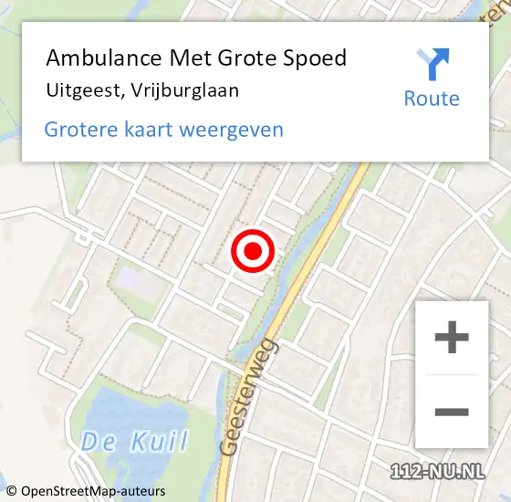 Locatie op kaart van de 112 melding: Ambulance Met Grote Spoed Naar Uitgeest, Vrijburglaan op 31 januari 2023 07:39