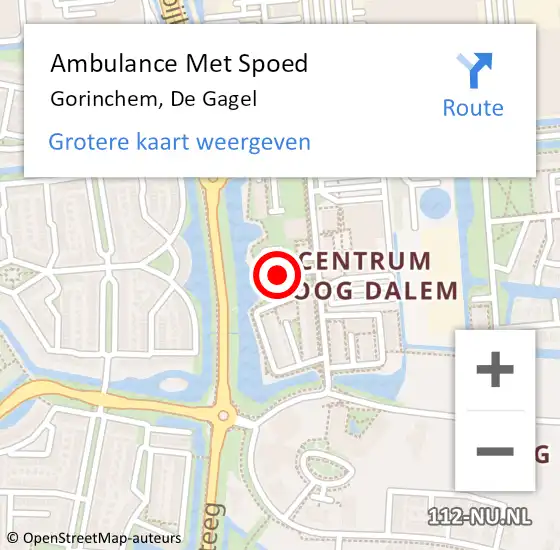 Locatie op kaart van de 112 melding: Ambulance Met Spoed Naar Gorinchem, De Gagel op 31 januari 2023 07:56