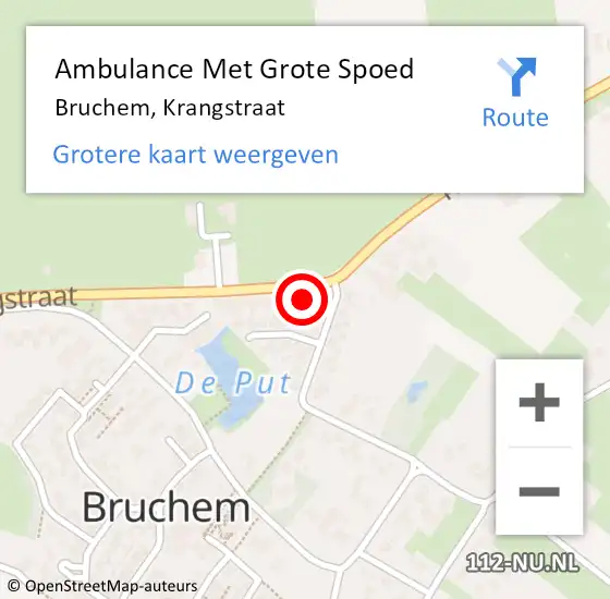 Locatie op kaart van de 112 melding: Ambulance Met Grote Spoed Naar Bruchem, Krangstraat op 31 januari 2023 08:28