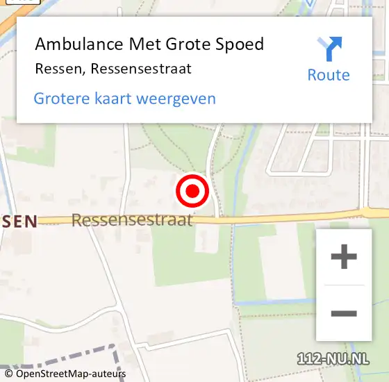 Locatie op kaart van de 112 melding: Ambulance Met Grote Spoed Naar Ressen, Ressensestraat op 31 januari 2023 08:54