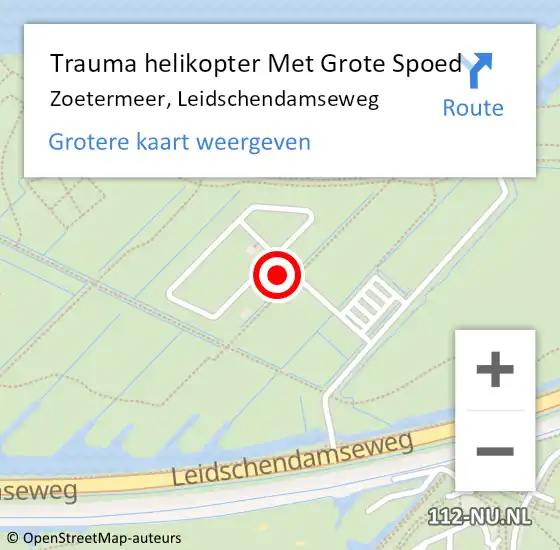 Locatie op kaart van de 112 melding: Trauma helikopter Met Grote Spoed Naar Zoetermeer, Leidschendamseweg op 31 januari 2023 08:59