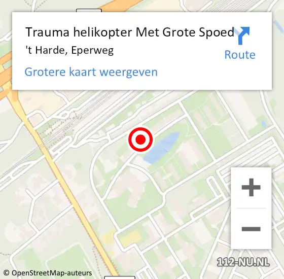 Locatie op kaart van de 112 melding: Trauma helikopter Met Grote Spoed Naar 't Harde, Eperweg op 31 januari 2023 09:05