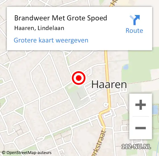 Locatie op kaart van de 112 melding: Brandweer Met Grote Spoed Naar Haaren, Lindelaan op 31 januari 2023 09:43