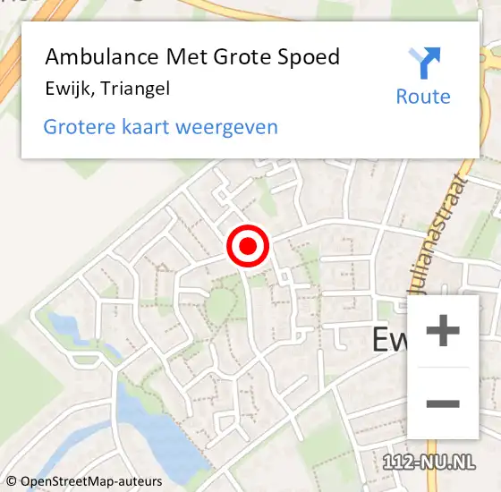 Locatie op kaart van de 112 melding: Ambulance Met Grote Spoed Naar Ewijk, Triangel op 31 januari 2023 09:52