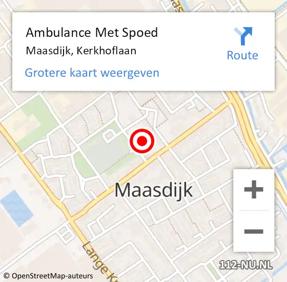 Locatie op kaart van de 112 melding: Ambulance Met Spoed Naar Maasdijk, Kerkhoflaan op 31 januari 2023 09:53