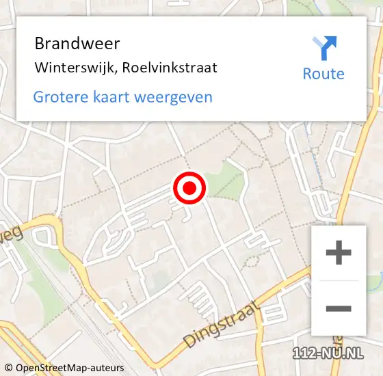 Locatie op kaart van de 112 melding: Brandweer Winterswijk, Roelvinkstraat op 31 januari 2023 10:28