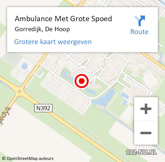 Locatie op kaart van de 112 melding: Ambulance Met Grote Spoed Naar Gorredijk, De Hoop op 31 januari 2023 10:31
