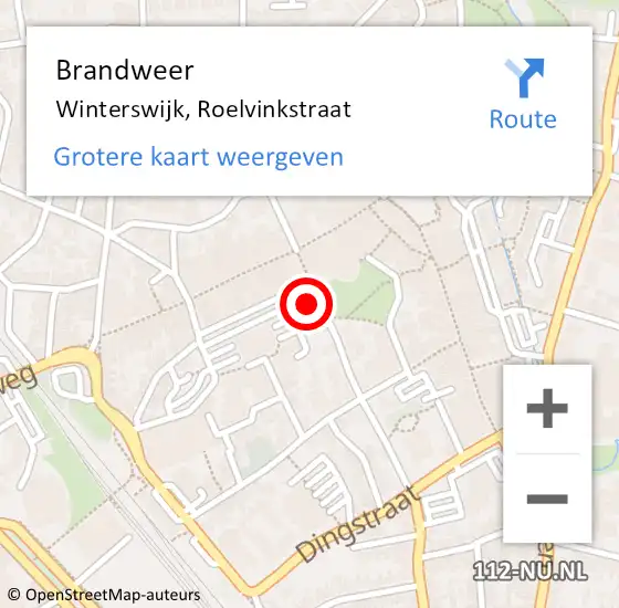 Locatie op kaart van de 112 melding: Brandweer Winterswijk, Roelvinkstraat op 31 januari 2023 10:34