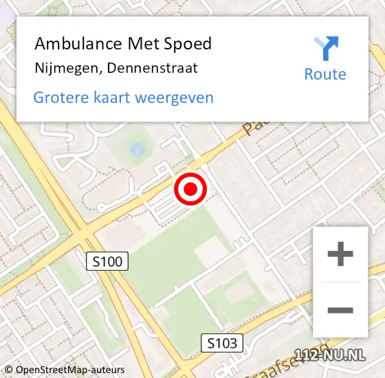 Locatie op kaart van de 112 melding: Ambulance Met Spoed Naar Nijmegen, Dennenstraat op 31 januari 2023 11:05