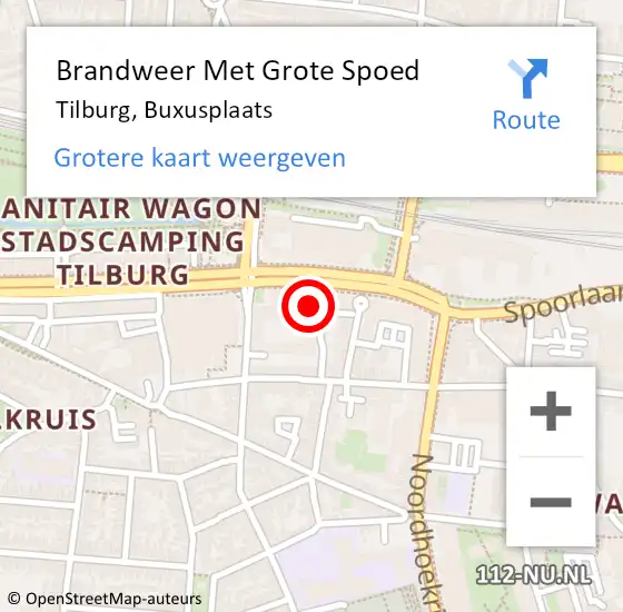 Locatie op kaart van de 112 melding: Brandweer Met Grote Spoed Naar Tilburg, Buxusplaats op 31 januari 2023 11:34