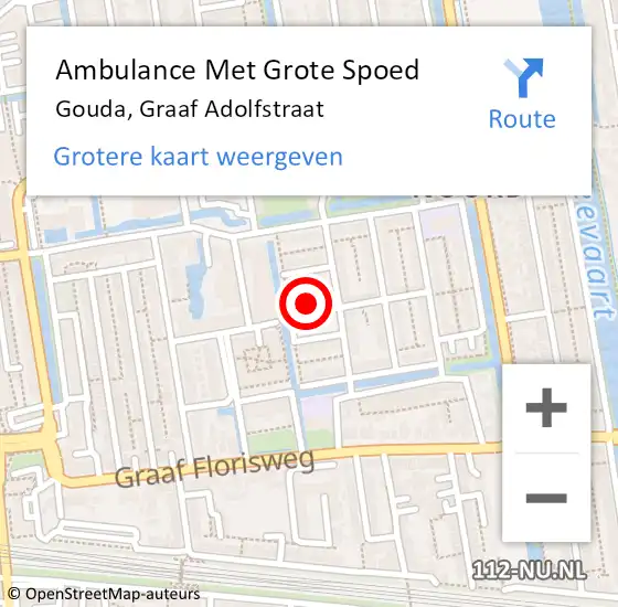 Locatie op kaart van de 112 melding: Ambulance Met Grote Spoed Naar Gouda, Graaf Adolfstraat op 31 januari 2023 11:51